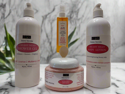 CREAMY MILKY BRIGHTENING BODY CARE KIT + OIL